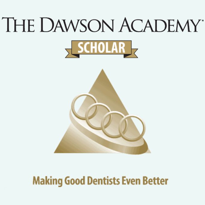 The Dawson Academy Scholar logo, symbolizing advanced dental education and commitment to excellence in general and cosmetic dentistry at The Village Dental in Pinecrest, FL.